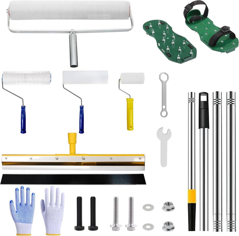 BERCOL Self Leveling Cement Tool kit, Spiked Roller with Extension Pole for Self Leveling, Paint Rollers, Epoxy Tool Kit, Epoxy Shoes Spikes for Concrete and Cement Flooring(Basic) - Image 1
